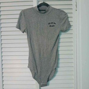 Forever 21 body suit with embroidery its not me its you (Small)